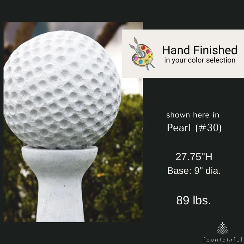 Golf Ball on Pedestal Concrete Garden Statue - Massarellis 4248