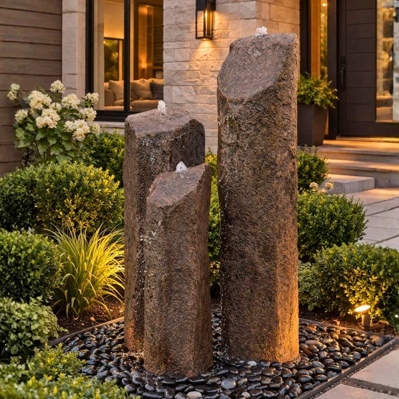 Triple Grand "Basalt" GFRC Boulder Fountain - Complete Kit - Blue Thumb