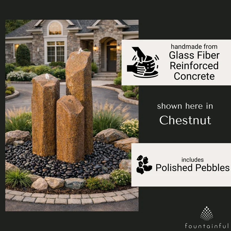 Triple Grand "Basalt" GFRC Boulder Fountain - Complete Kit - Blue Thumb