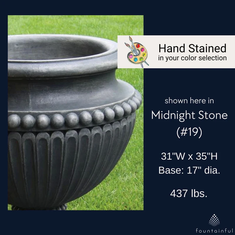 Beaded Large Concrete Urn Planter - Massarellis #6971