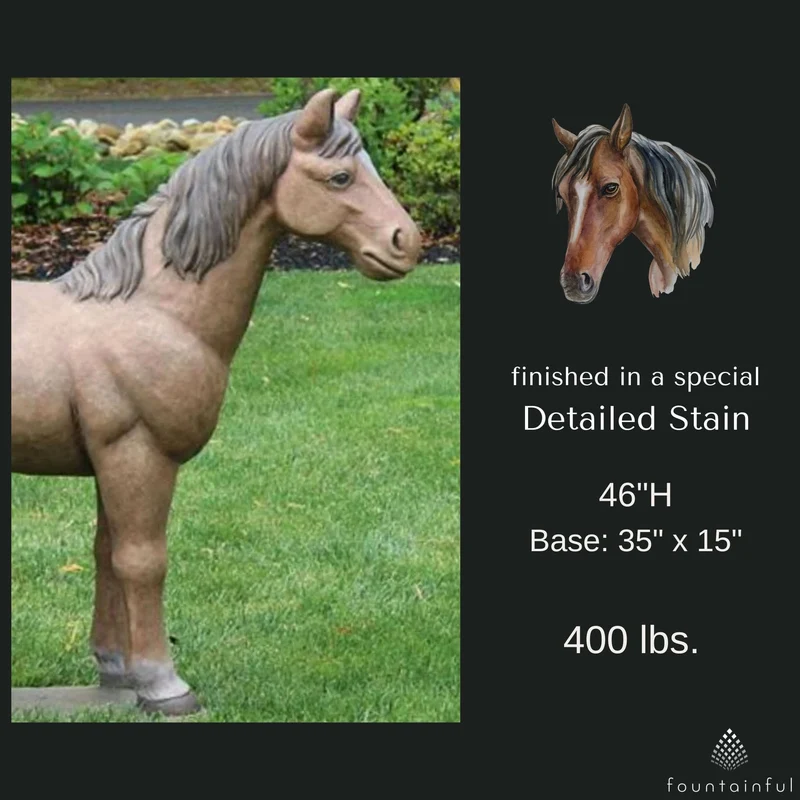 Horse Concrete Garden Statue - Massarellis #2595