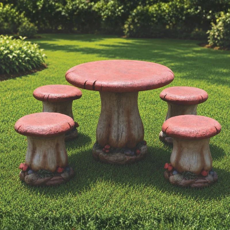 Mushroom Concrete Table Set - Massarellis #2414