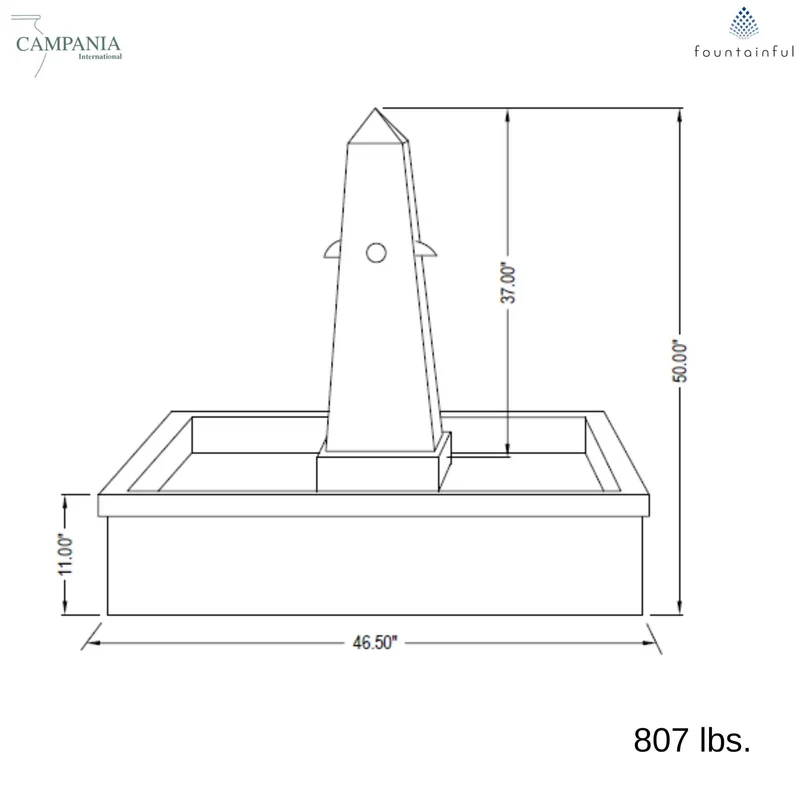 St. Remy Concrete Obelisk Pond Fountain - Campania #FT281