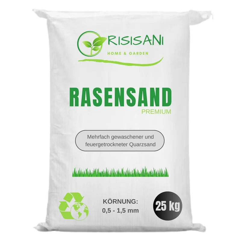 RISISANI Premium sabbia per prato 25 kg | Sabbia di quarzo con granulometria 0,5-1,5 mm