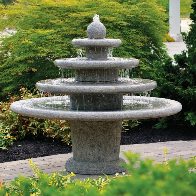 Gozo Sphere 4-Tier Concrete Fountain - Massarellis #3622