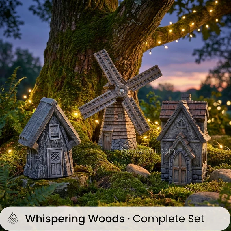 Tree Stump Cottage Whispering Woods Concrete Statue - Massarellis #2404
