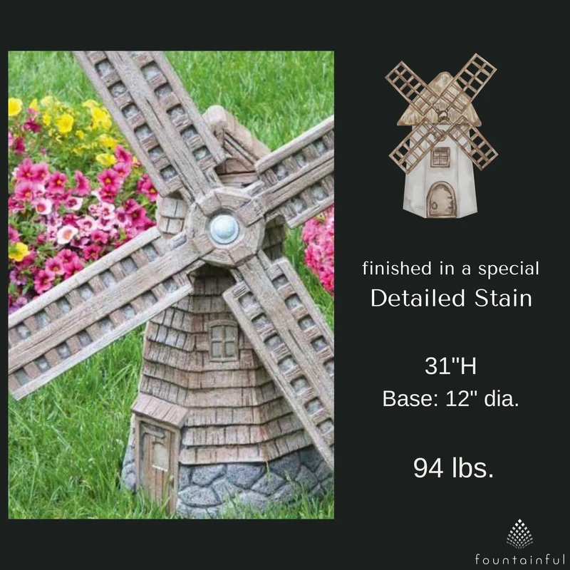 Windmill Whispering Woods Concrete Statue - Massarellis #4093