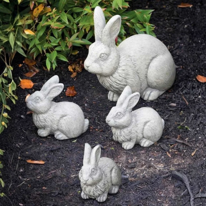 Rabbit Set 4-Piece Concrete Garden Statues - Massarellis #2815