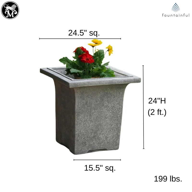 Meridian Concrete Box Planter - Massarellis #6552