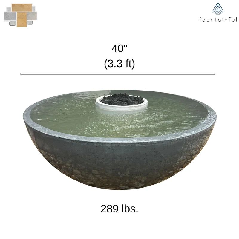 360° Fire & Water Bowl Concrete Fountain
