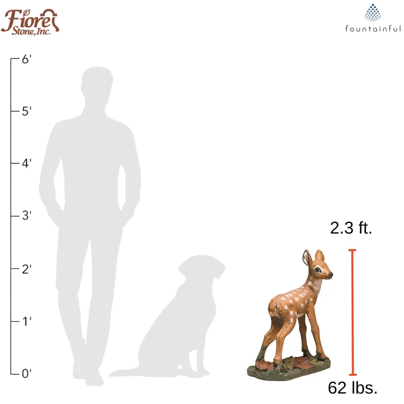 Standing Fawn Concrete Garden Statue - Fiore #579