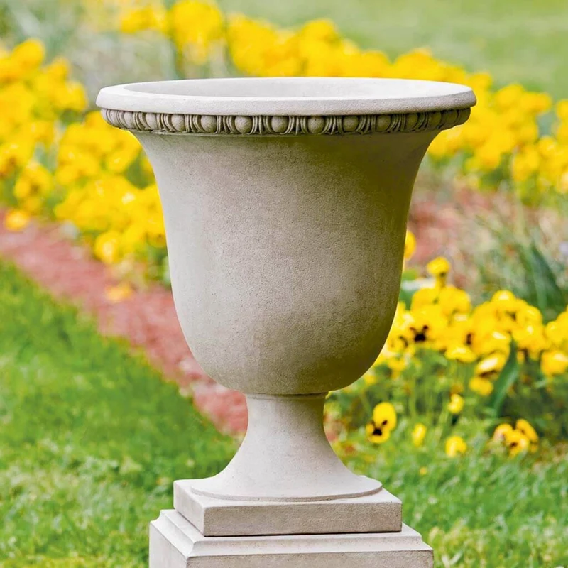 Williamsburg Egg & Dart Concrete Urn Planter - Campania #P467