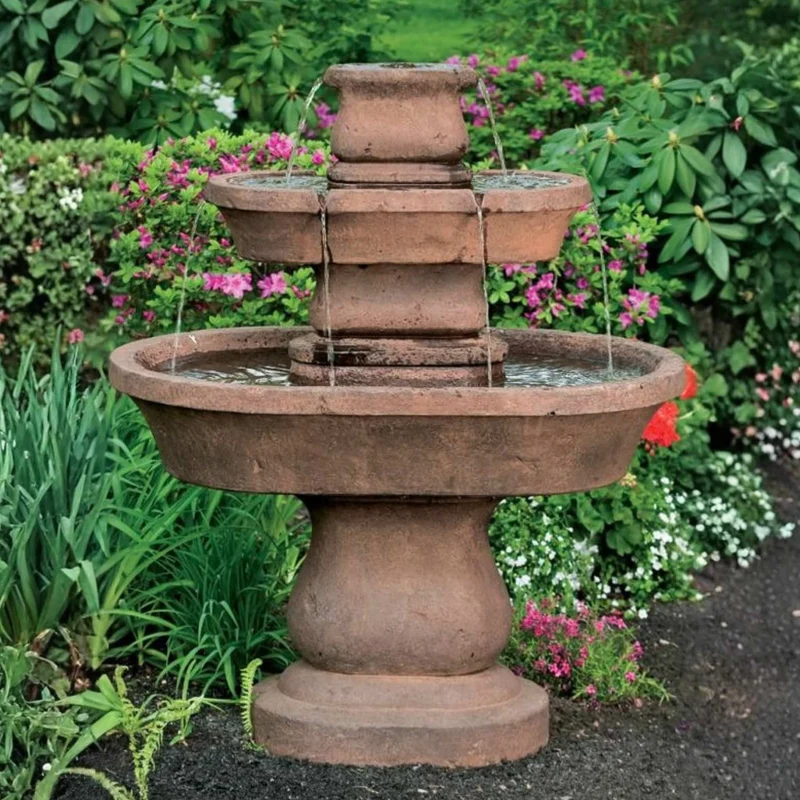 Assisi Oval 2-Tier Concrete Fountain - Massarellis #3648