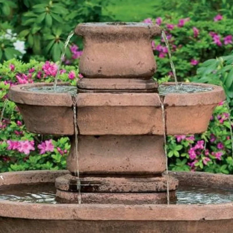 Assisi Oval 2-Tier Concrete Fountain - Massarellis #3648