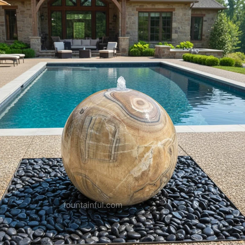Yellow Onyx XL 30" Sphere Fountain - Blue Thumb