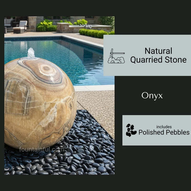 Yellow Onyx XL 30" Sphere Fountain - Blue Thumb