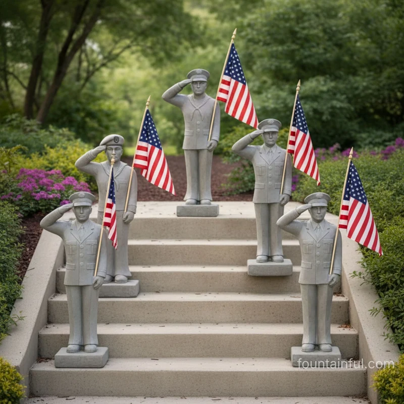 U.S. Military Short Armed Forces Concrete Statues - Massarellis