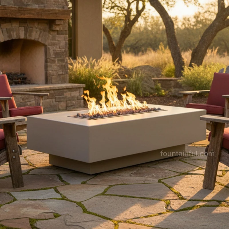 Del Mar Concrete Gas Fire Pit - The Outdoor Plus