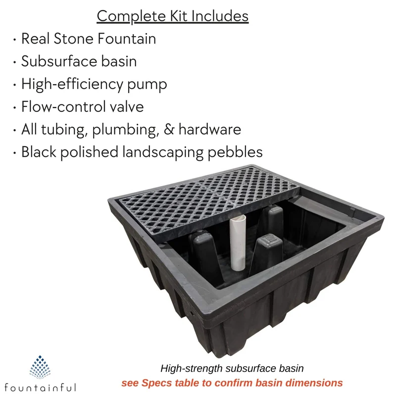 Basalt "Yoshida" Square Fountain & Pooling Block - Complete Kit - Blue Thumb