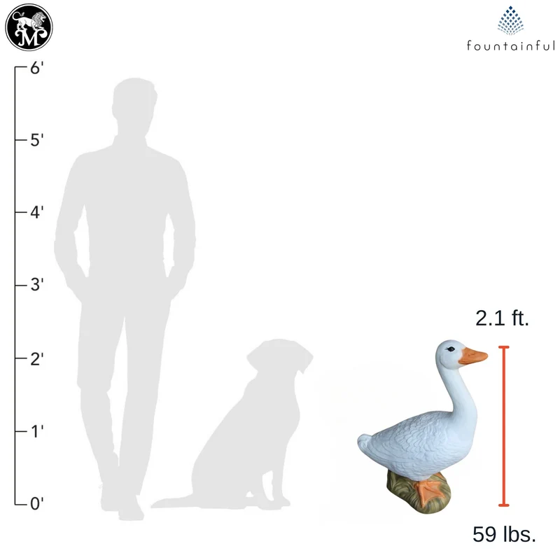 Tall Goose 25" Concrete Garden Statue - Massarellis #4560