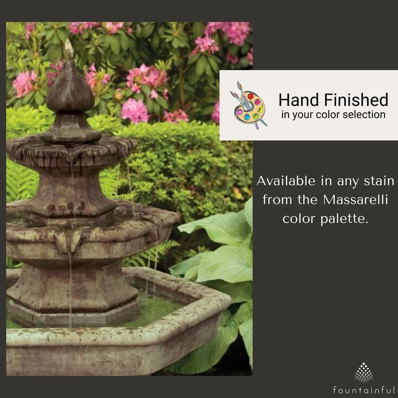 Spade 3-Tier Hexagon Concrete Fountain - Massarellis #3705
