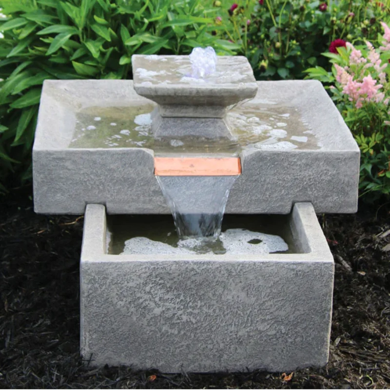 Linear Lighted Cascade Concrete Fountain - Massarellis #3881