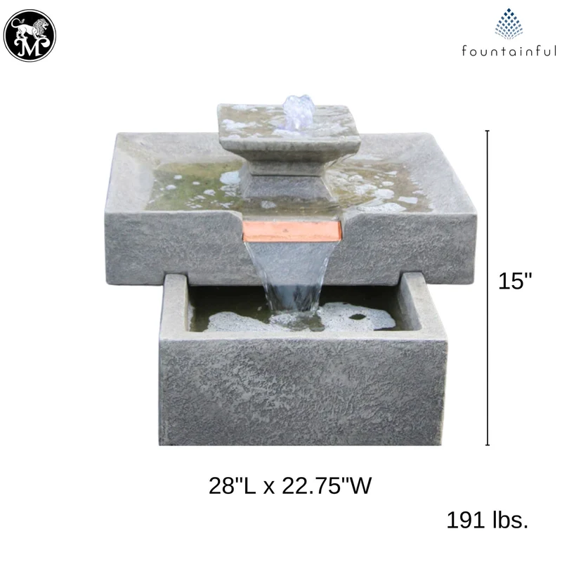 Linear Lighted Cascade Concrete Fountain - Massarellis #3881