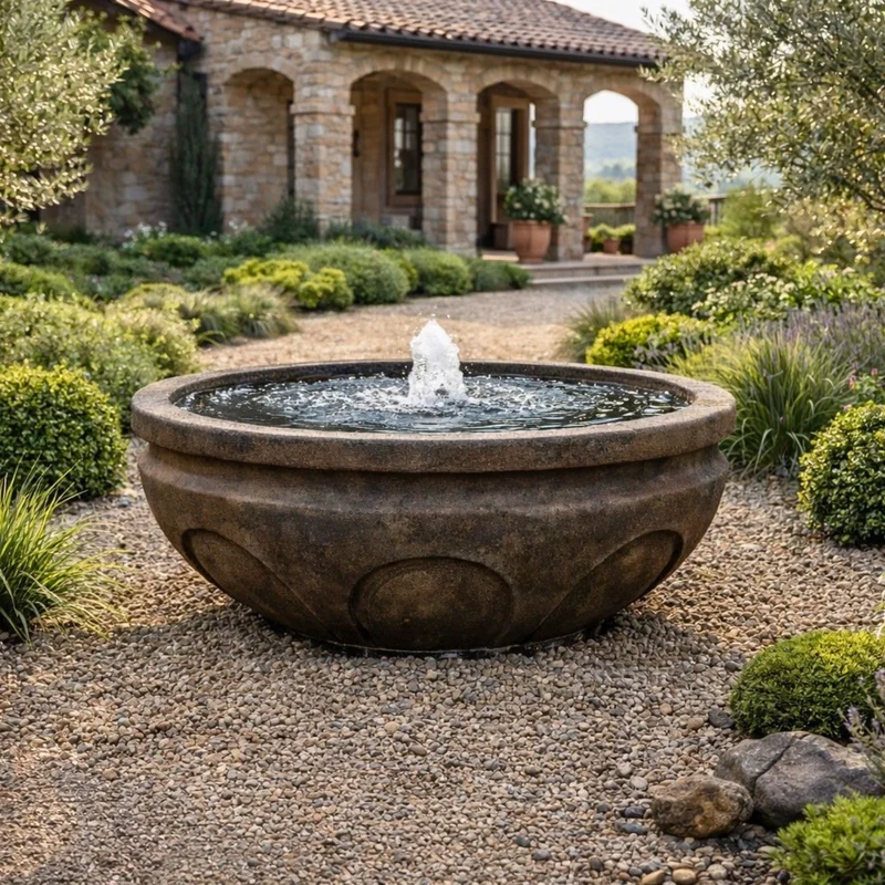 Baroque Italian Bubbler Concrete Fountain - Fiore #2056