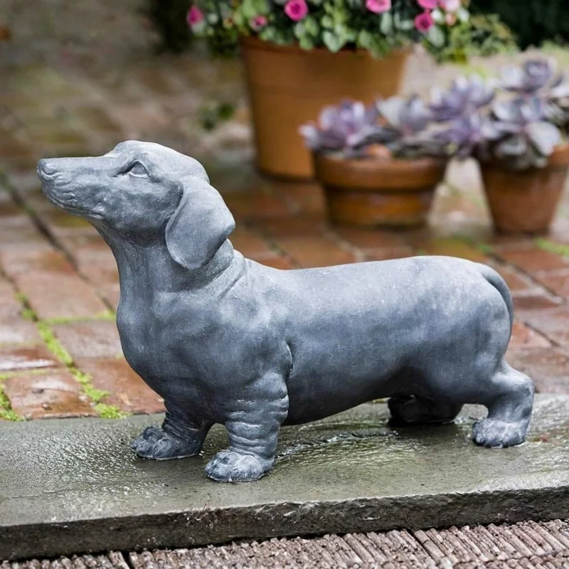 Fritz Dachshund Concrete Garden Statue - Campania #A338