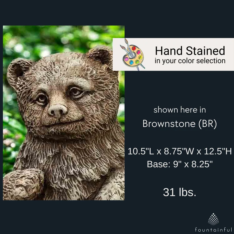 Bear Cub Concrete Garden Statue - Campania #A625