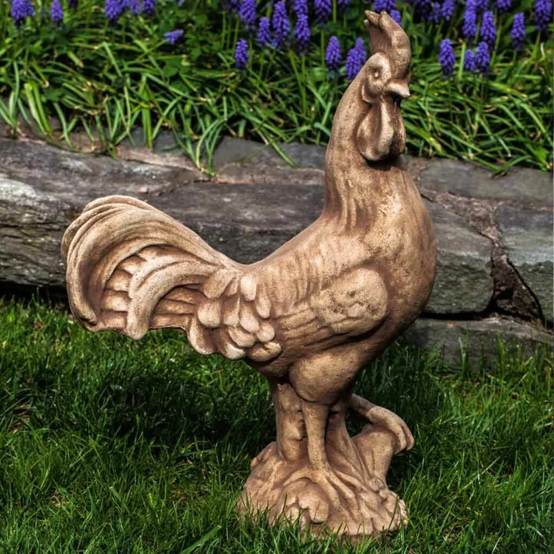Antique Rooster Concrete Garden Statue - Campania #A500