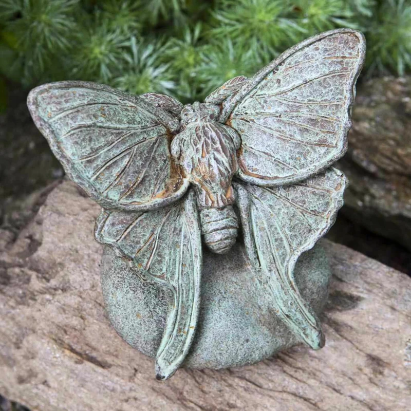 Lunar Moth Concrete Garden Statue - Campania #A395