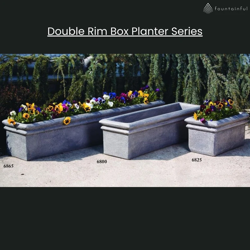 Double Rim Concrete Window Box Planters - Massarellis