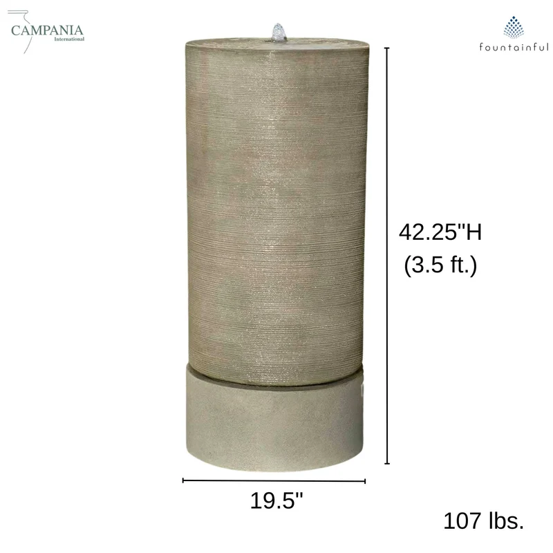 Tall Cylinder GFRC Tower Fountain - Campania #1109