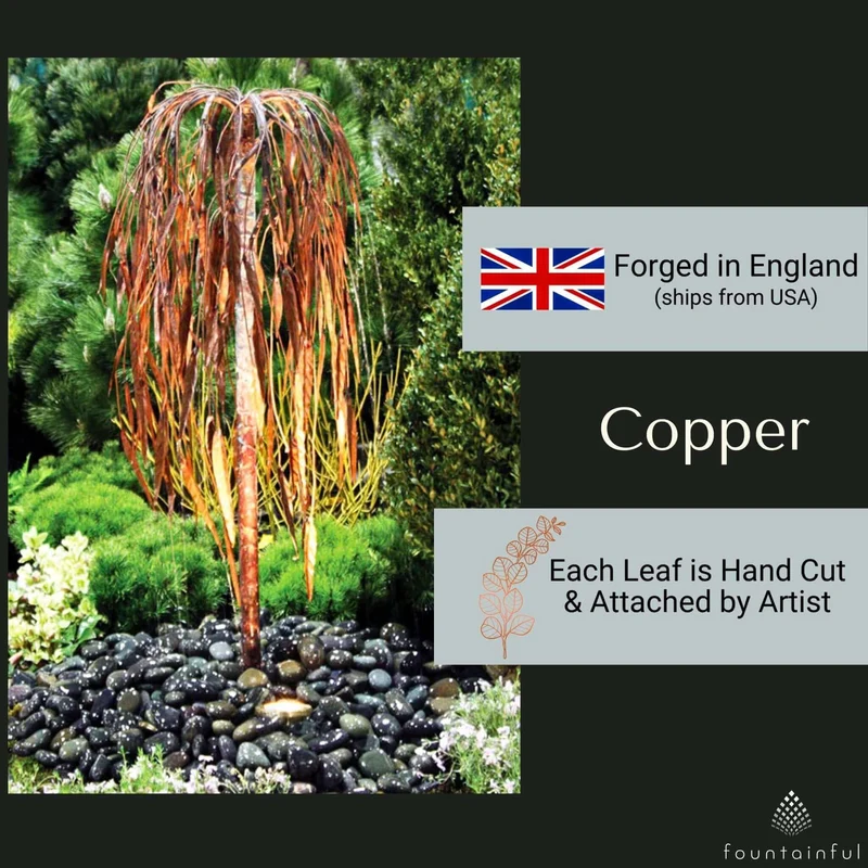 Weeping Willow Copper Fountain Kit (Short) - Blue Thumb