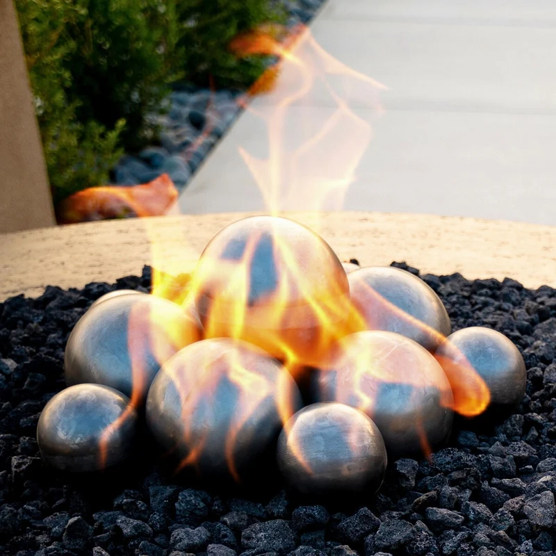 Steel Balls (Set of 6) Fire Ornament - Outdoor Plus