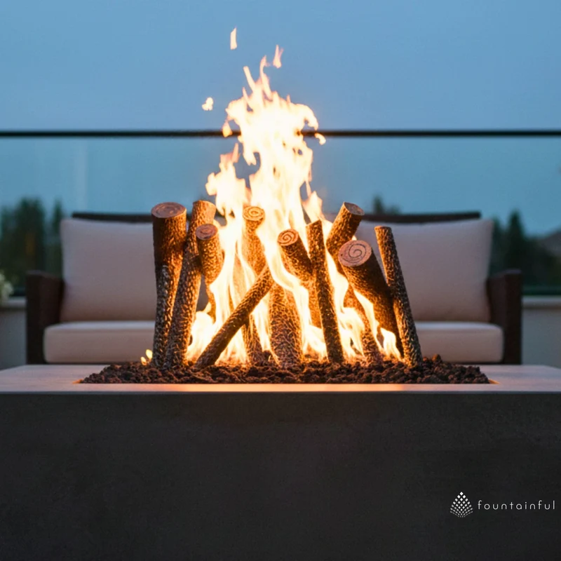 Steel Upright Logs Fire Ornament - Outdoor Plus