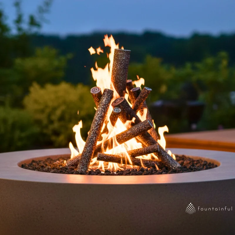 Steel Log Pile Fire Ornament - Outdoor Plus