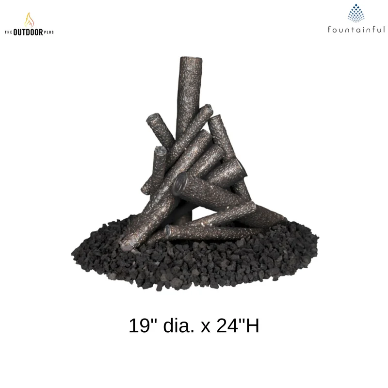 Steel Log Pile Fire Ornament - Outdoor Plus