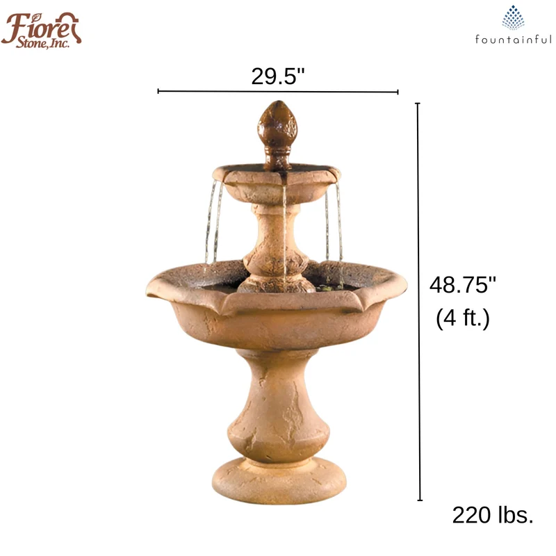 Vincenza 2-Tier Concrete Fountain - Fiore #LG142