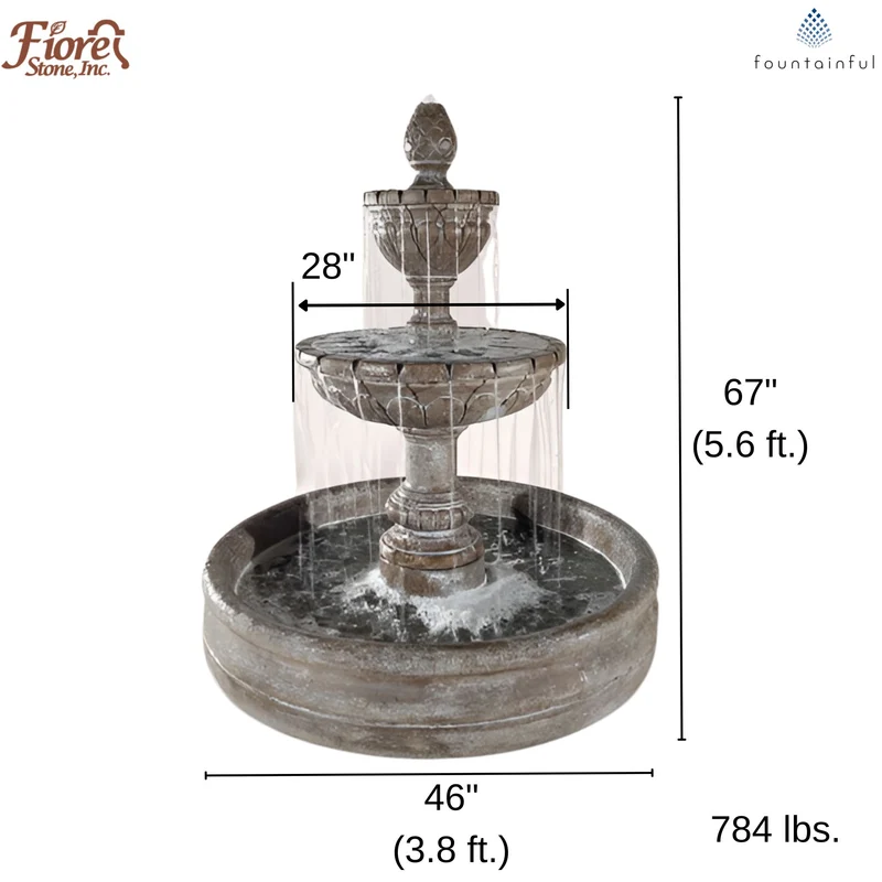 Geneva 2-Tier Fountain in 46" Basin - Fiore #LG164F46