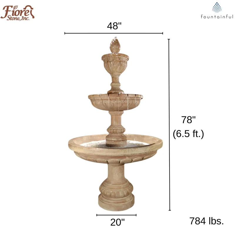 Geneva 3-Tier Concrete Fountain - Fiore #LG164F