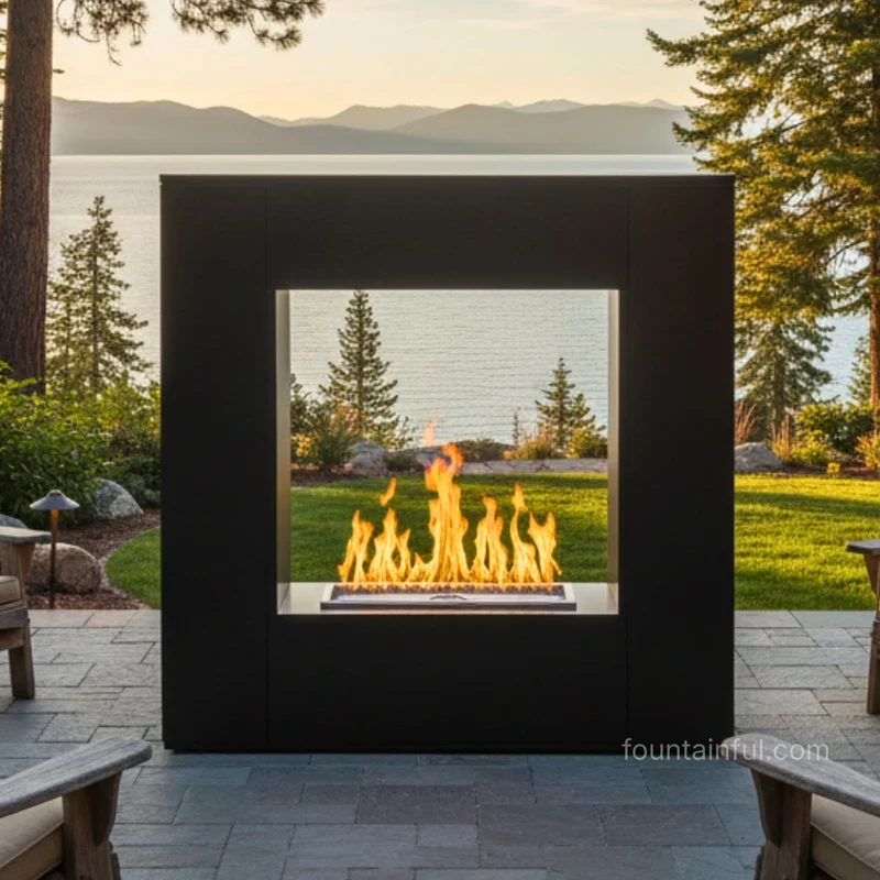 The Williams Steel Gas Fireplace - Outdoor Plus