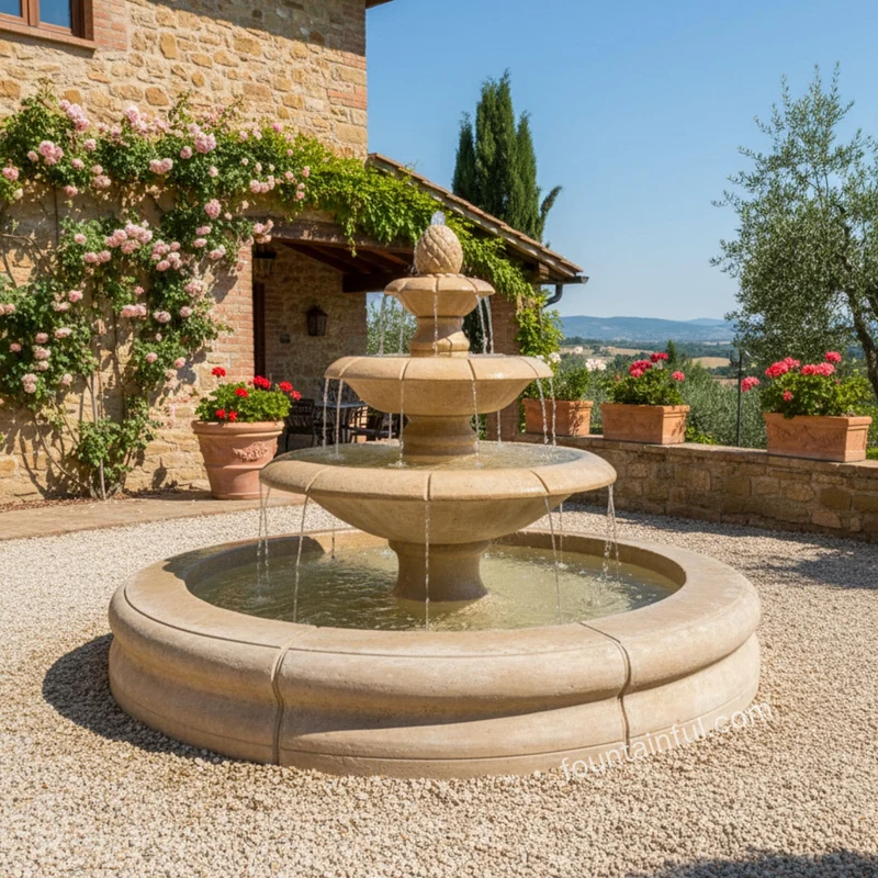 Venetian 3-Tier Concrete Pond Fountain - Fiore #2087