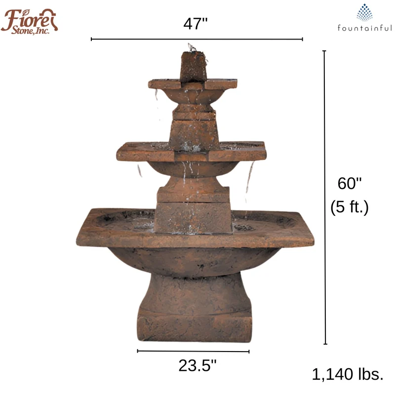 Quadrate 3-Tier Garden Fountain - Fiore #2066FT3