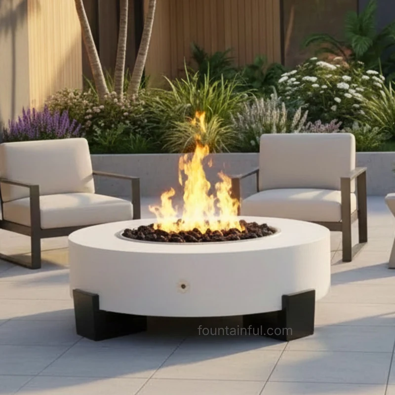 Hollister Steel Round Gas Fire Pit - Outdoor Plus