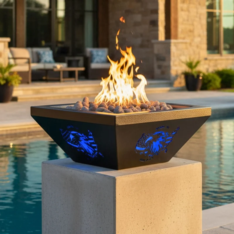 Eagle Head "Made in the USA" Steel Gas Fire Bowl - Lighthouse Edition