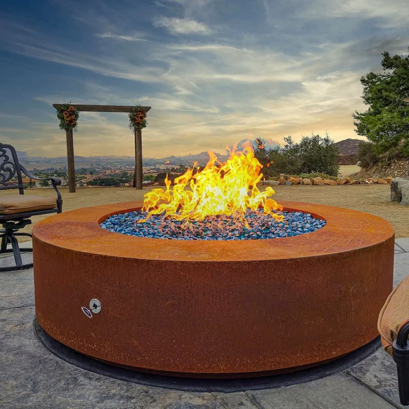 Unity Round Gas Fire Pit in Luxury Metals - Outdoor Plus