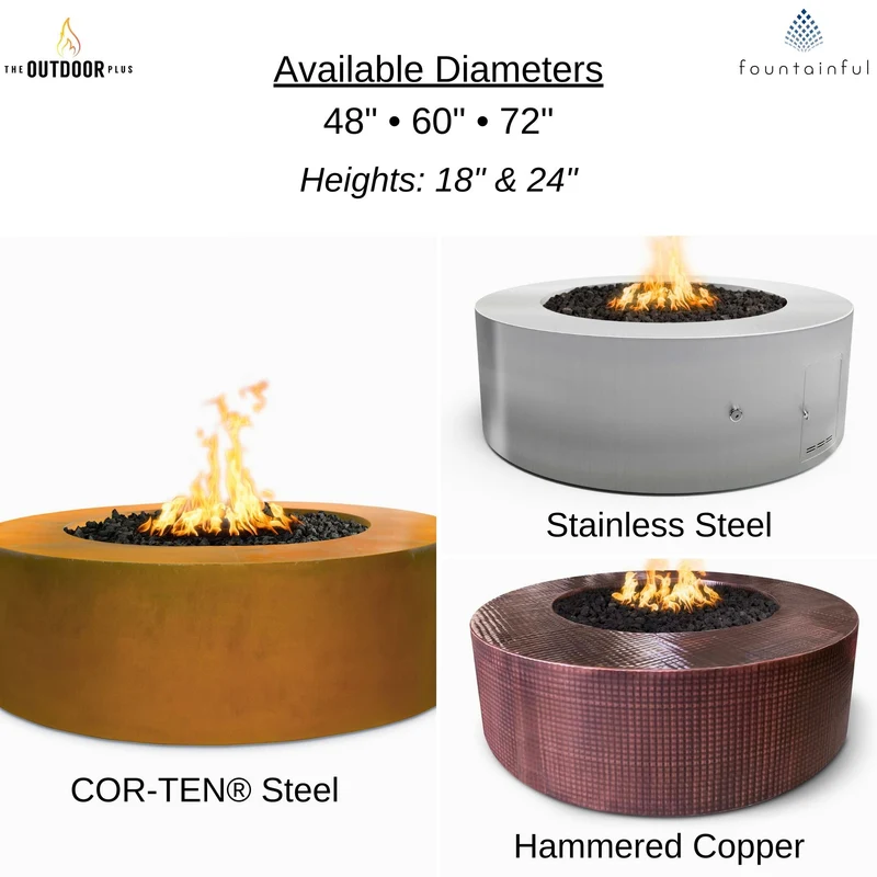 Unity Round Gas Fire Pit in Luxury Metals - Outdoor Plus