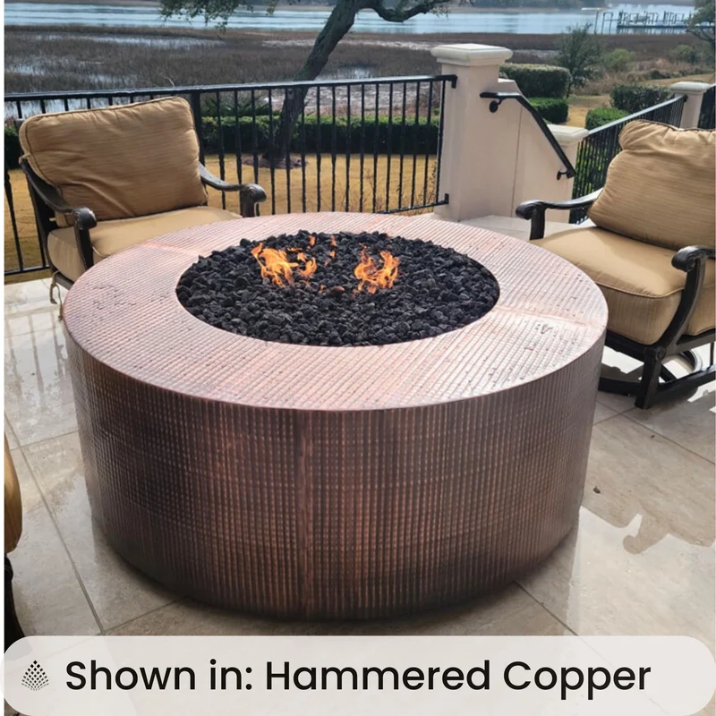 Unity Round Gas Fire Pit in Luxury Metals - Outdoor Plus